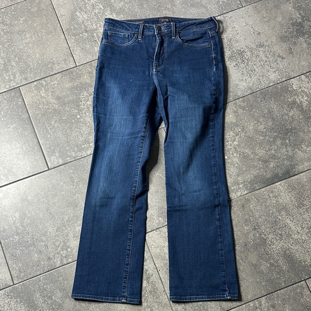 NYDJ Barbara Bootcut Jeans Size 6P Petite Dark Wash Stretch Denim